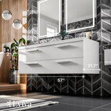 Eviva Surf 57 in. W x 19 in. D x 24 in. H Floating Double-Sink Bathroom Vanity in White with White Acrylic Top