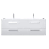 Eviva Surf 57 in. W x 19 in. D x 24 in. H Floating Double-Sink Bathroom Vanity in White with White Acrylic Top