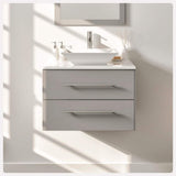 Eviva Totti Wave 24 in. W x 21 in. D x 22 in. H Floating Bathroom Vanity in Gray with White Glassos Top and White Vessel Sink