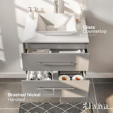 Eviva Totti Wave 24 in. W x 21 in. D x 22 in. H Floating Bathroom Vanity in Gray with White Glassos Top and White Vessel Sink