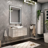 Eviva Totti Wave 36 in. W x 21.75 in. D x 16 in. H Floating Bathroom Vanity in Espresso with White Glassos Top and White Vessel Sink