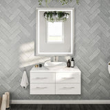 Eviva Totti Wave 36 in. W x 21.75 in. D x 16 in. H Floating Bathroom Vanity in Espresso with White Glassos Top and White Vessel Sink
