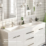 Eviva Lugano 60 in. W x 19 in. D x 36 in. H Double Bath Natural Oak Vanity with White Acrylic Top and Integrated Sinks