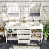 Eviva Lugano 60 in. W x 19 in. D x 36 in. H Double Bath Natural Oak Vanity with White Acrylic Top and Integrated Sinks
