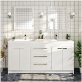 Eviva Lugano 60 in. W x 19 in. D x 36 in. H Double Bath Natural Oak Vanity with White Acrylic Top and Integrated Sinks