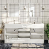 Eviva Lugano 60 in. W x 19 in. D x 36 in. H Double Bath Natural Oak Vanity with White Acrylic Top and Integrated Sinks