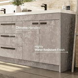 Eviva Lugano 72 in. W x 19 in. D x 36 in. H Double Bath Vanity, Gray, with White Acrylic Top and Integrated Sinks