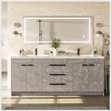 Eviva Lugano 72 in. W x 19 in. D x 36 in. H Double Bath Vanity, Gray, with White Acrylic Top and Integrated Sinks