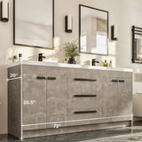 Eviva Lugano 72 in. W x 19 in. D x 36 in. H Double Bath Vanity, Gray, with White Acrylic Top and Integrated Sinks