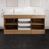 Eviva Lugano 72 in. W x 20 in. D Natural Oak Double Sink Bathroom Vanity with White Acrylic Integrated Top Sink