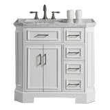Eviva Glory 42 in. W x 22 in. D x 33 in. H Bathroom Vanity in White with White Cararra Marble Top with White Sink