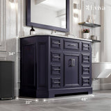Eviva Glory 48 in. W x 22 in. D x 34 in. H Single Bath Vanity in Dark Gray with White Carrara Marble Top with White Sink