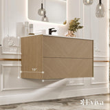 Eviva Lotus 30 in. W. x 22 in. D x 22 in. H Oak Wall Mount Bathroom Vanity with White Solid Surface Integrated Sink Top