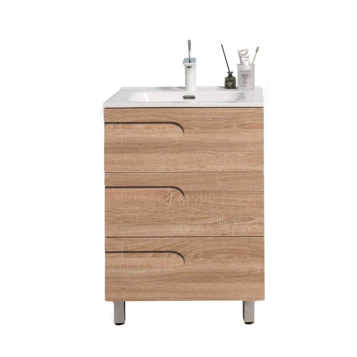 Eviva Joy 24 in. W x 18 in. D x 34 in. H Bathroom Vanity in Maple with White Porcelain Top with White Integrated Sink