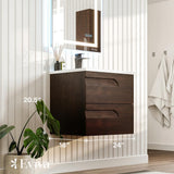 Eviva Joyous 24 in. W x 18 in. D x 22.5 in. H Floating Bath Vanity in Rosewood with White Porcelain Top