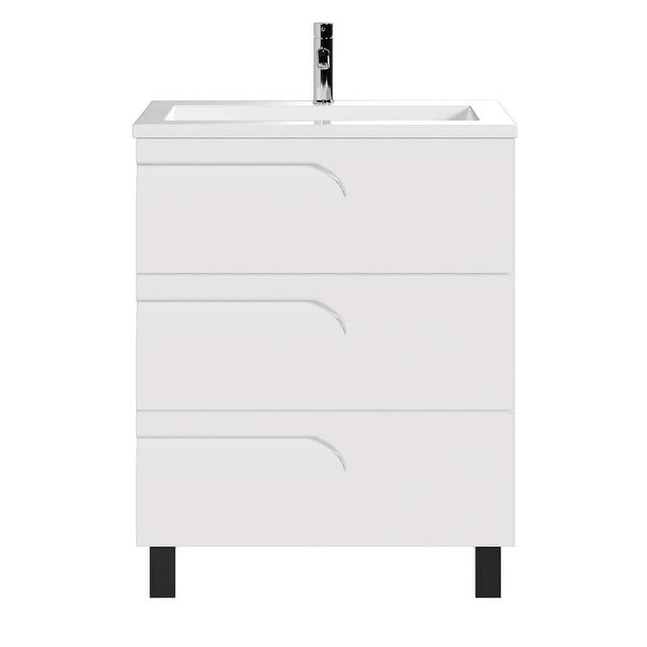 Eviva Joy 28 in. W x 18 in. D x 20.5 in. H Freestanding Single Sink Bath Vanity in White with White Porcelain Top