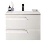 Joyous 32 in. W x 18 in. D x 22.5 in. H Floating Bath Vanity in White with White Porcelain Top