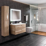 Eviva Joy 36 in. W x 18.25 in. D x 20.5 in. H Single Sink Floating Bath Vanity in Maple with White Porcelain Top