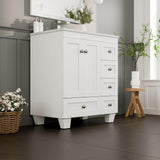 Eviva Happy 30 in. W x 18 in. D x 34 in. H Bathroom Vanity in White with White Carrara Marble Top and White Undermount Sink