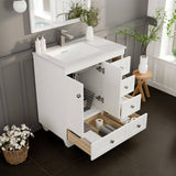 Eviva Happy 30 in. W x 18 in. D x 34 in. H Bathroom Vanity in White with White Carrara Marble Top and White Undermount Sink