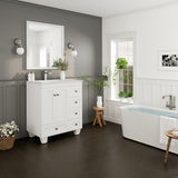Eviva Happy 30 in. W x 18 in. D x 34 in. H Bathroom Vanity in White with White Carrara Marble Top and White Undermount Sink