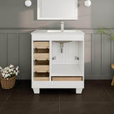 Eviva Happy 30 in. W x 18 in. D x 34 in. H Bathroom Vanity in White with White Carrara Marble Top and White Undermount Sink