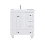 Eviva Happy 30 in. W x 18 in. D x 34 in. H Bathroom Vanity in White with White Carrara Marble Top and White Undermount Sink
