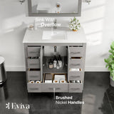 Eviva Hampton 36 in. W. x 18 in. D x 34 in. H Bathroom Vanity in Gray with White Quartz Vanity Top and White Undermount Sink