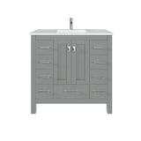 Eviva Hampton 36 in. W. x 18 in. D x 34 in. H Bathroom Vanity in Gray with White Quartz Vanity Top and White Undermount Sink