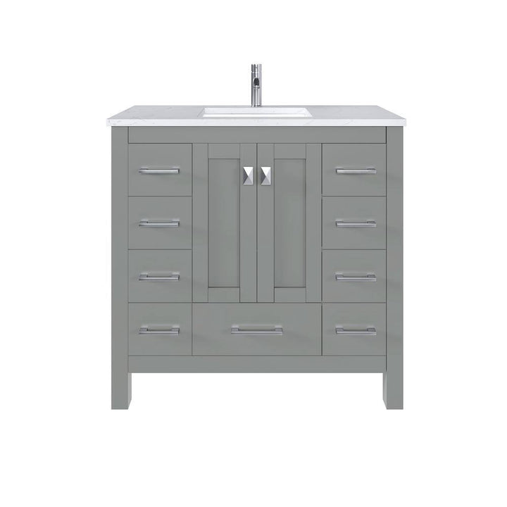 Eviva Hampton 36 in. W. x 18 in. D x 34 in. H Bathroom Vanity in Gray with White Quartz Vanity Top and White Undermount Sink