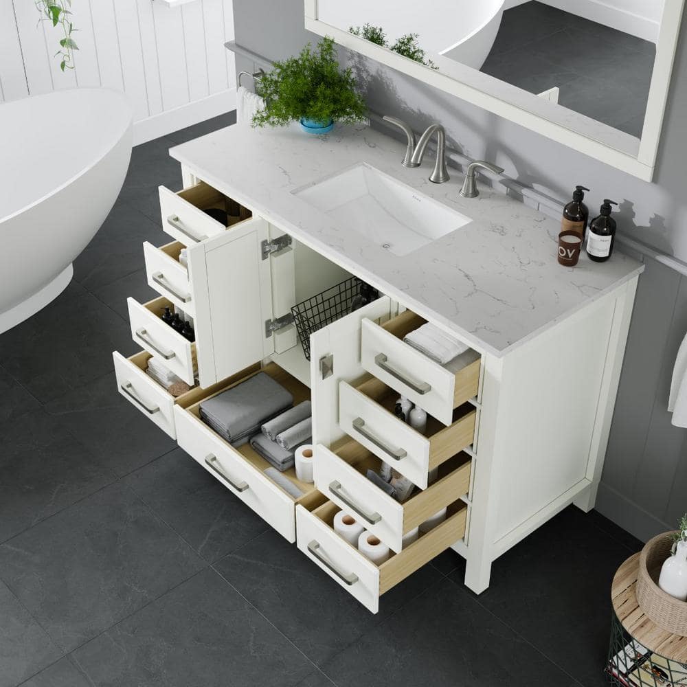 Eviva Aberdeen 42 in. W x 22 in. D x 34 in. H Single Bath Vanity in Espresso with White Carrara Marble Top and White Sink