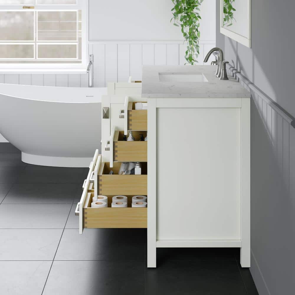 Eviva Aberdeen 42 in. W x 22 in. D x 34 in. H Single Bath Vanity in Espresso with White Carrara Marble Top and White Sink