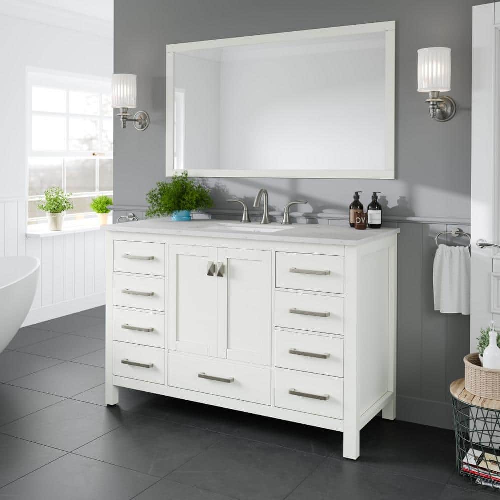 Eviva Aberdeen 42 in. W x 22 in. D x 34 in. H Single Bath Vanity in Espresso with White Carrara Marble Top and White Sink