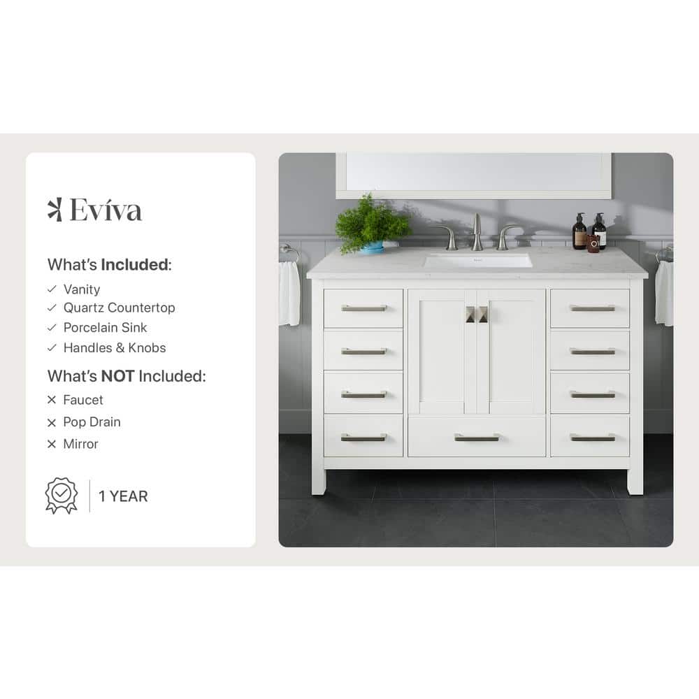 Eviva Aberdeen 42 in. W x 22 in. D x 34 in. H Single Bath Vanity in Espresso with White Carrara Marble Top and White Sink