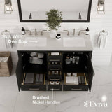 Eviva Aberdeen 48 in. W x 22 in. D x 34 in. H Double Sink Freestanding Bath Vanity in Espresso with White Carrara Quartz Top