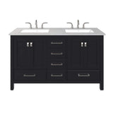 Eviva Aberdeen 48 in. W x 22 in. D x 34 in. H Double Sink Freestanding Bath Vanity in Espresso with White Carrara Quartz Top