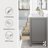 Eviva Aberdeen 48 in. W x 22 in. D x 34 in. H Double Bath Vanity in Gray with White Carrara Marble Top with White Sinks