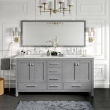 Eviva Aberdeen 72 in. W x 22 in. D x 34 in. H Double Bath Vanity in Gray with White Carrara Marble Top with White Sinks