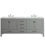 Eviva Aberdeen 72 in. W x 22 in. D x 34 in. H Double Bath Vanity in Gray with White Carrara Marble Top with White Sinks