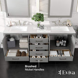 Eviva Aberdeen 78 in. W x 22 in. D x 34 in. H Double Bathroom Vanity in Gray with Carrara Top and White Undermount Sinks