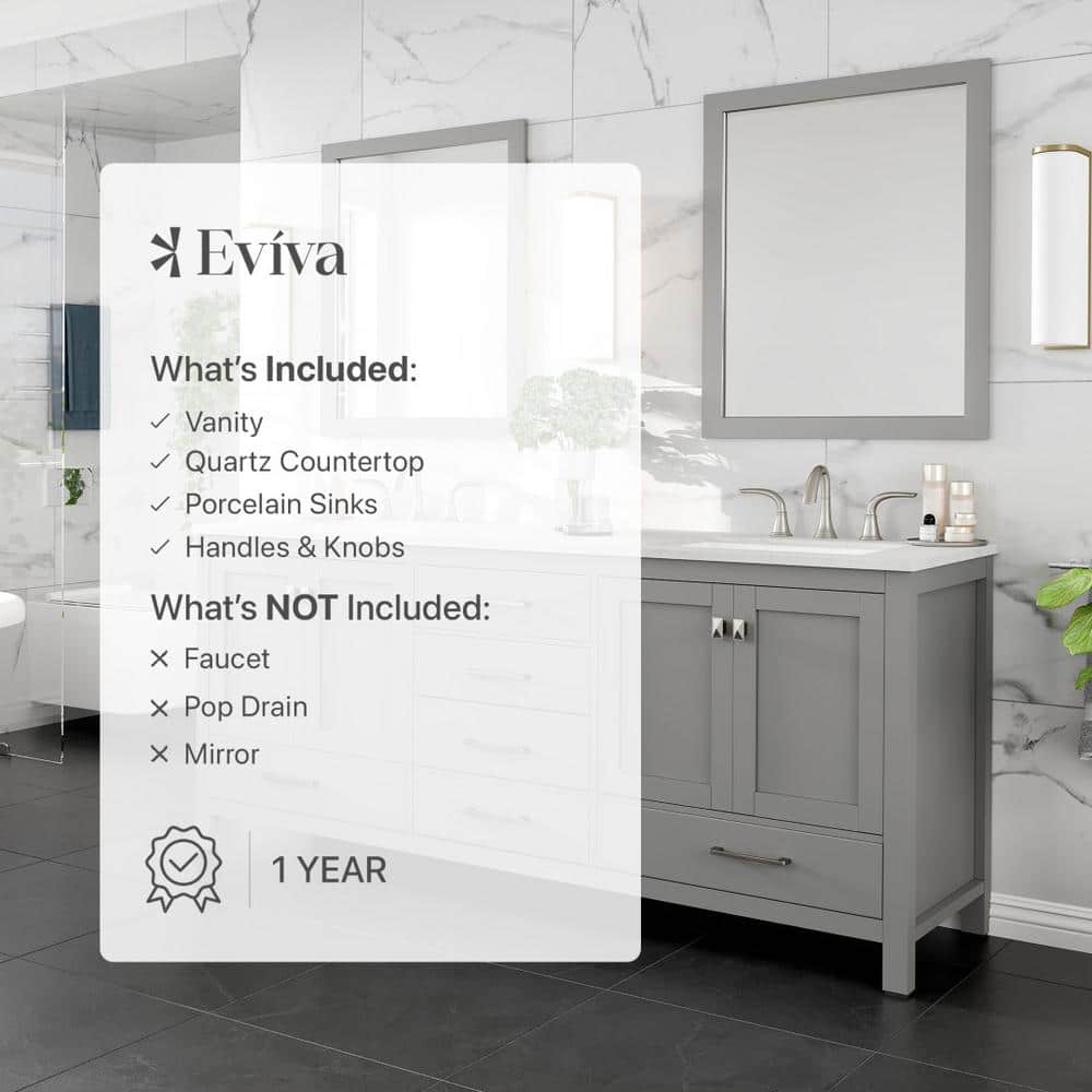 Eviva Aberdeen 78 in. W x 22 in. D x 34 in. H Double Bathroom Vanity in Gray with Carrara Top and White Undermount Sinks