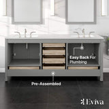 Eviva Aberdeen 78 in. W x 22 in. D x 34 in. H Double Bathroom Vanity in Gray with Carrara Top and White Undermount Sinks