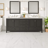 Eviva Aberdeen 84 in. W x 22 in. D x 34 in. H Double Bath Vanity in Espresso with White Carrara Marble Top and White Undermount Sinks