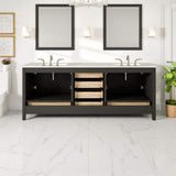 Eviva Aberdeen 78 in. W x 22 in. D x 34 in. H Double Bath Vanity in Espresso with White Carrara Marble Top and White Sinks
