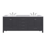 Eviva Aberdeen 84 in. W x 22 in. D x 34 in. H Double Bath Vanity in Espresso with White Carrara Marble Top and White Undermount Sinks