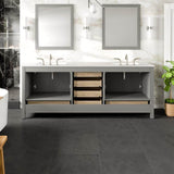 Eviva Aberdeen 84 in. W x 22 in. D x 35 in. H Double Bath Vanity in Gray with White Carrara Quartz Top with White Sinks