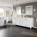 Eviva Aberdeen 84 in. W x 22 in. D x 35 in. H Double Bath Vanity in Gray with White Carrara Marble Top and White Undermount Sinks