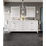 Eviva Aberdeen 84 in. W x 22 in. D x 35 in. H Double Bath Vanity in Gray with White Carrara Marble Top and White Undermount Sinks