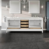 Eviva Aberdeen 84 in. W x 22 in. D x 34 in. H Double Bathroom Vanity in White with White Carrara Marble Top and White Undermount Sinks