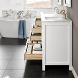 Eviva Aberdeen 84 in. W x 22 in. D x 35 in. H Double Bath Vanity in Gray with White Carrara Marble Top and White Undermount Sinks